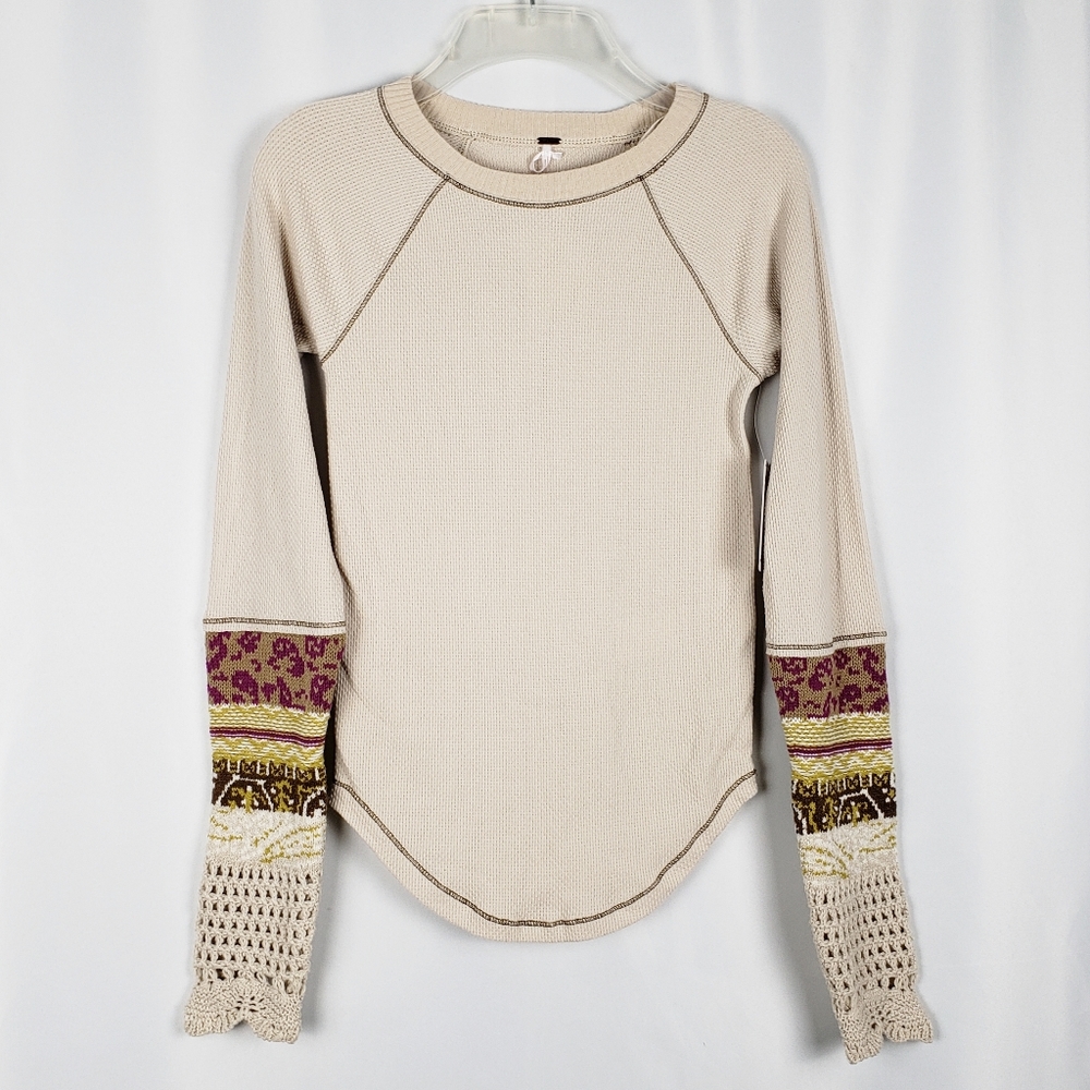 FREE PEOPLE In the Mix cuff thermal top